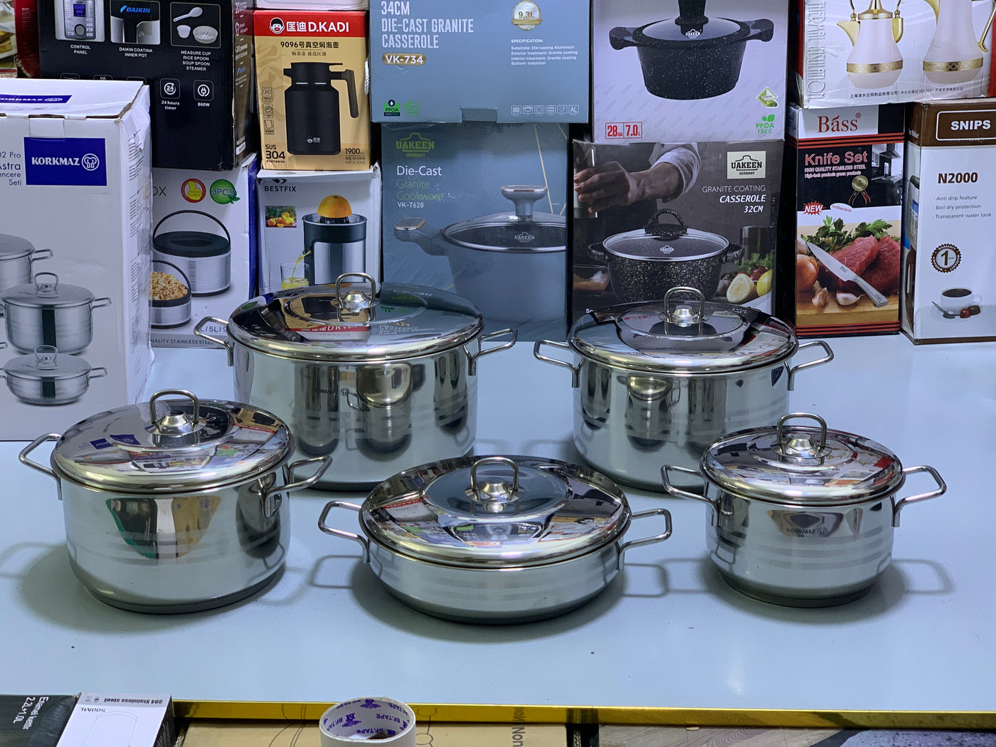 Korkmaz 10 Pieces cookware set| Steel lid