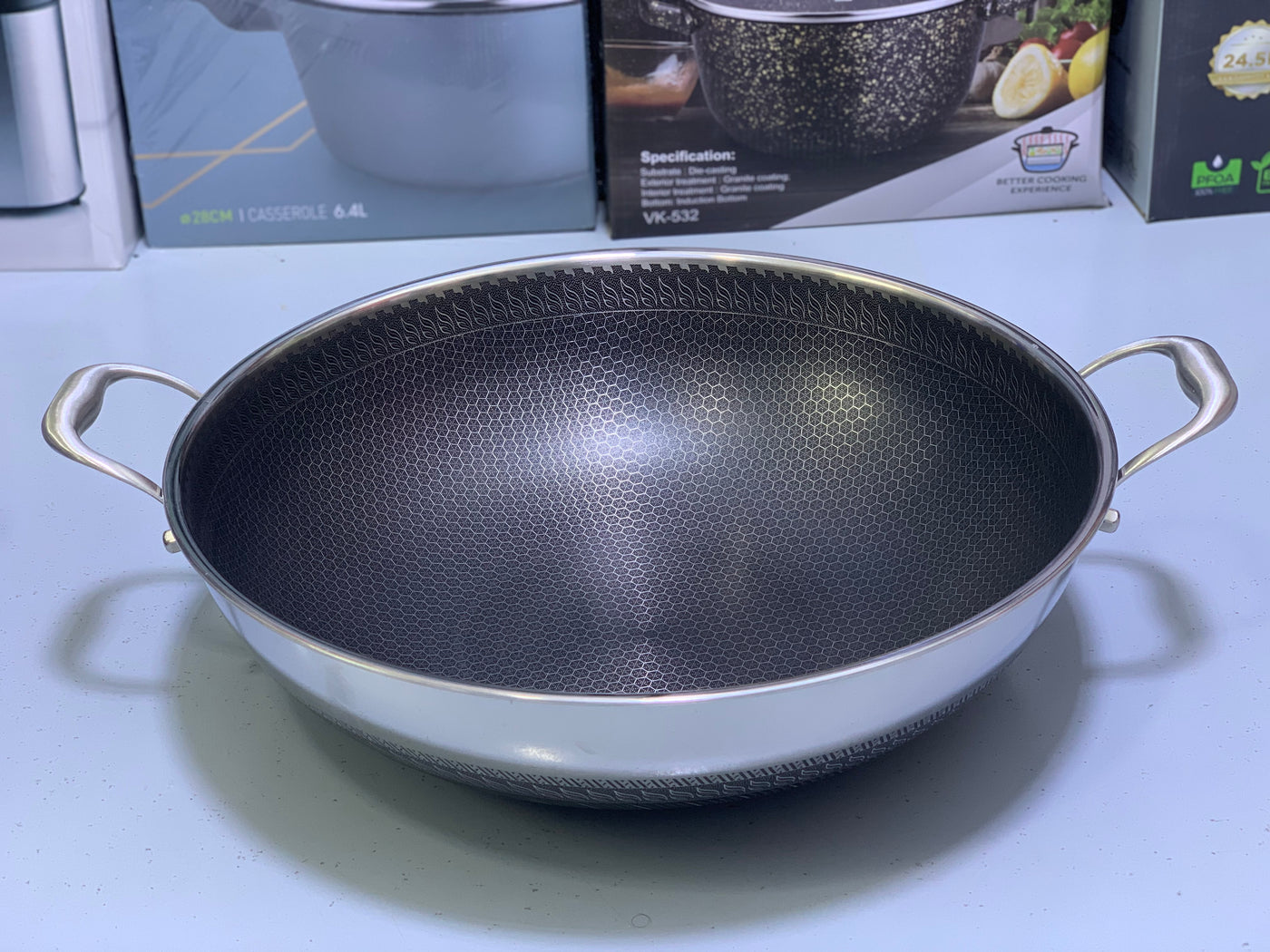 Laser Coating Deep Frying Handi with Solid Handles