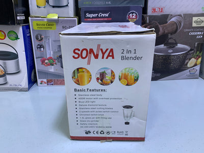 SONYA 2 in 1 Blender stainless steel Blades 400w 1.5L BL- 609