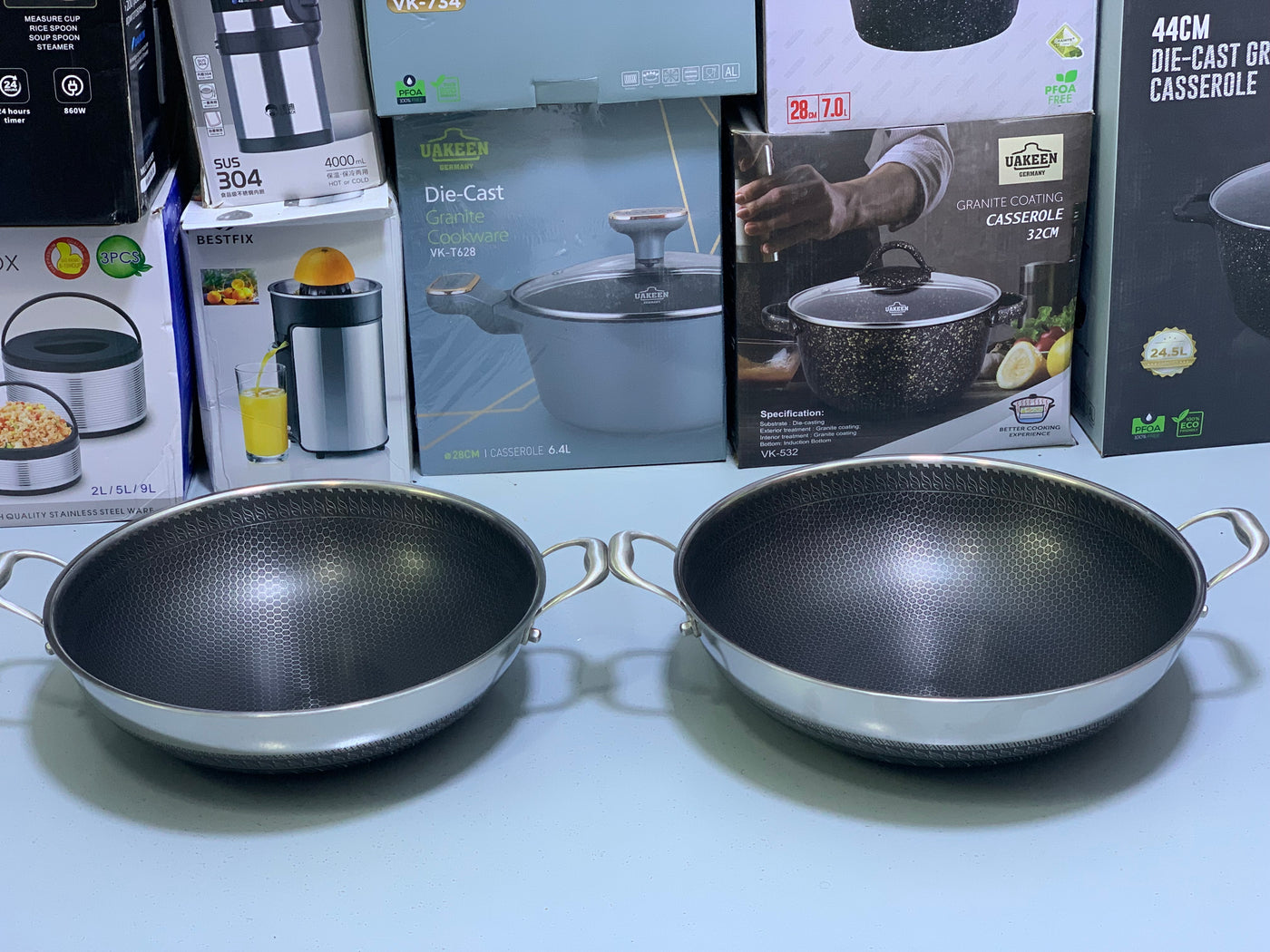 Laser Coating Deep Frying Handi with Solid Handles