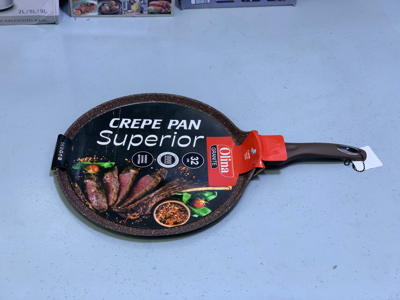 Non Stick Crepe Pans  - Pizza Pan and Tawa 32cm Granite Coating Color Dark Brown