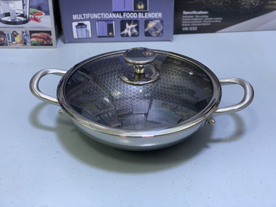 Laser Coating Shallow Type Casserole Handi- Shape Stainless Steel