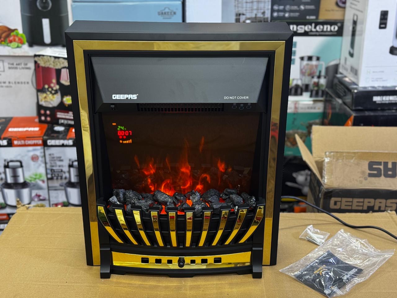 Geepas 3D flaming Electric heater 2000 watt |Model:28582 | 2 years warranty