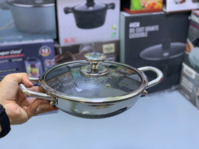 Laser Coating Shallow Type Casserole Handi- Shape Stainless Steel