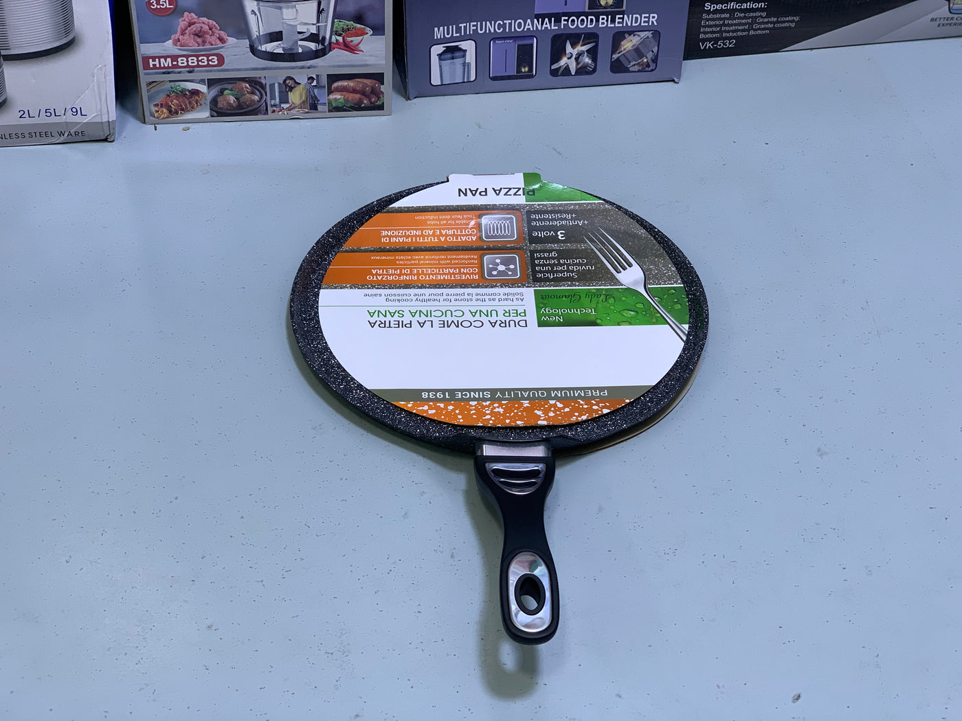 Non Stick Crepe Pans  - Pizza Pan and Tawa 32cm Granite Coating Color Dark