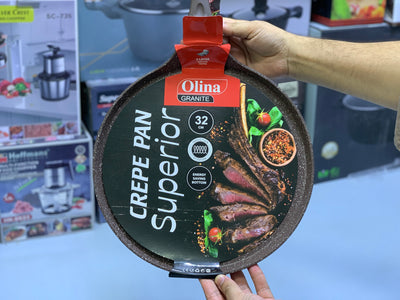 Non Stick Crepe Pans  - Pizza Pan and Tawa 32cm Granite Coating Color Dark Brown
