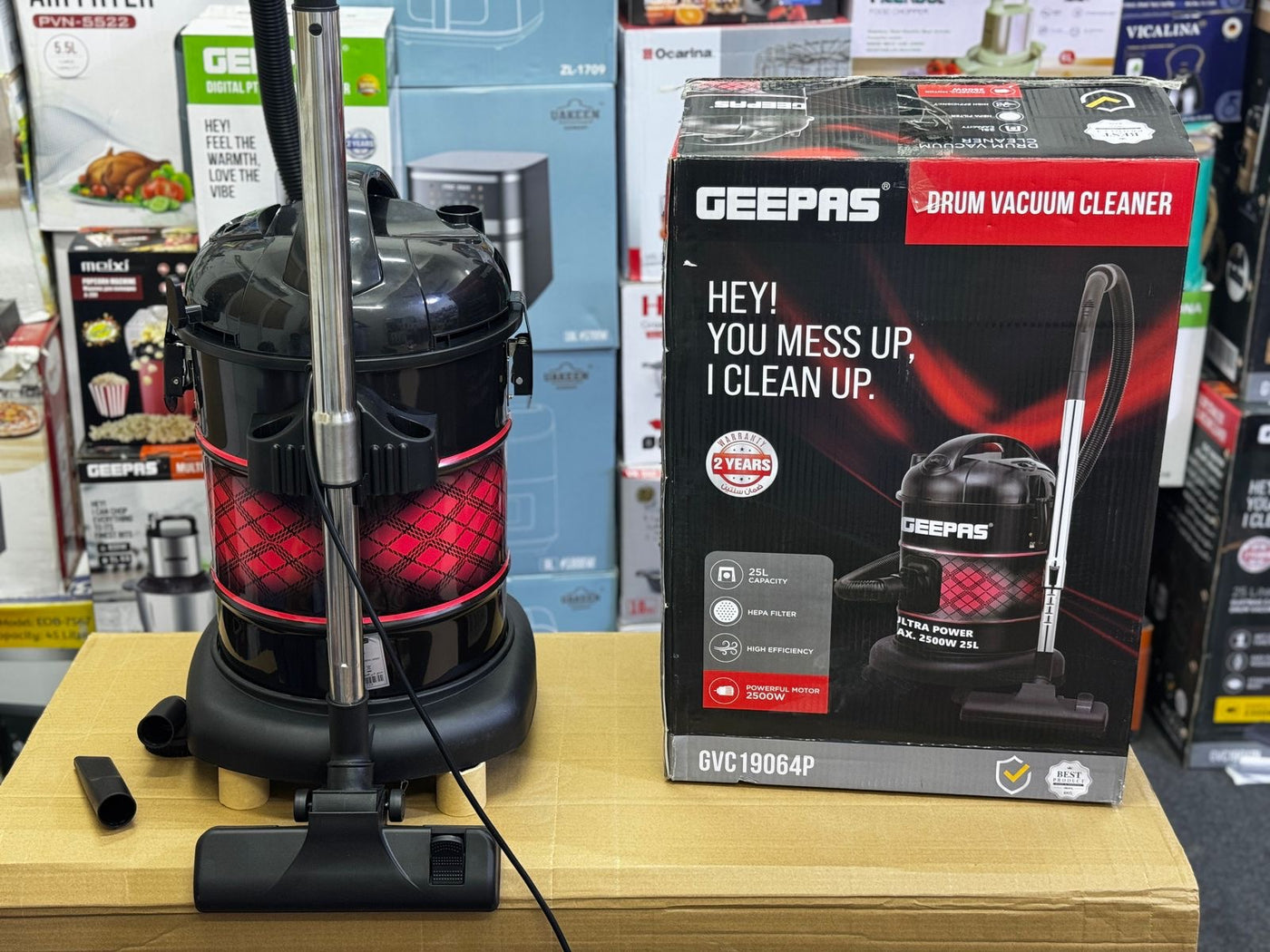 Geepas brand Drum Vacuum Cleaner 25L and 2500 watt