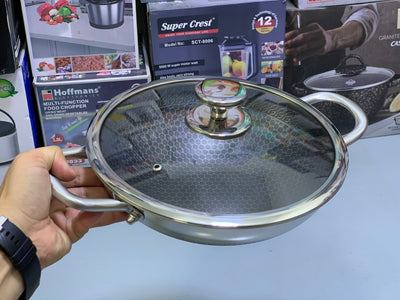 Laser Coating Shallow Type Casserole Handi- Shape Stainless Steel