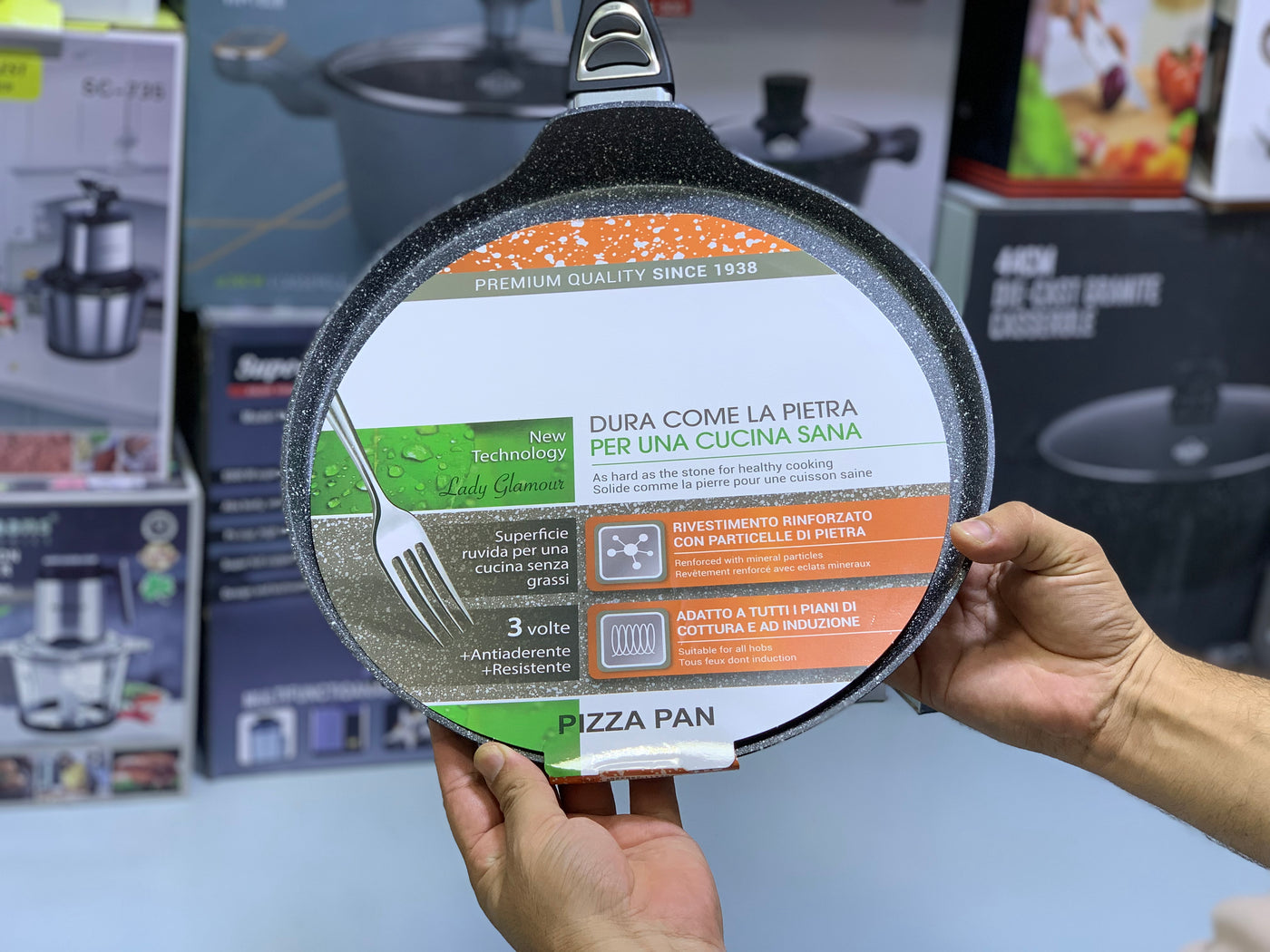 Non Stick Crepe Pans  - Pizza Pan and Tawa 32cm Granite Coating Color Dark