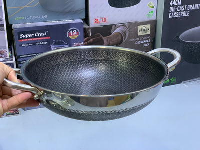 Laser Coating Shallow Type Casserole Handi- Shape Stainless Steel