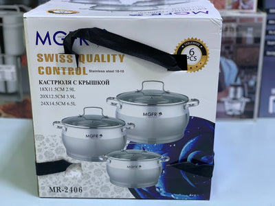 MGFR’s 6 Pieces Cookware Set , Swiss Quality Control, Stainless Steel