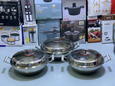 Laser Coating Handi , Karahi, Silver Gray