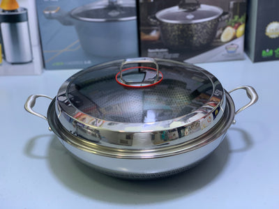 Laser Coating Deep Frying Handi with Solid Handles