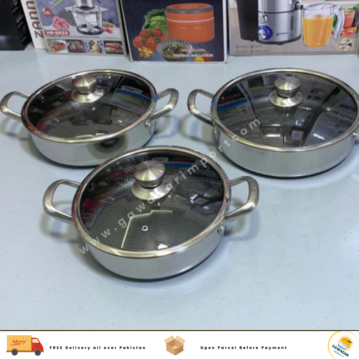 Laser Coating Shallow Casserole Complete Set Pure Non Stick